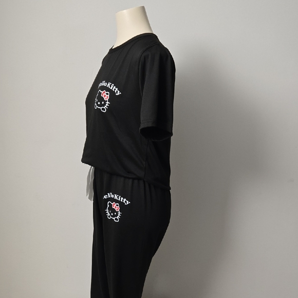Hello Kitty Pajama Lounge Set 2 Piece Black Womens Small Cute Sanrio - Picture 3 of 10